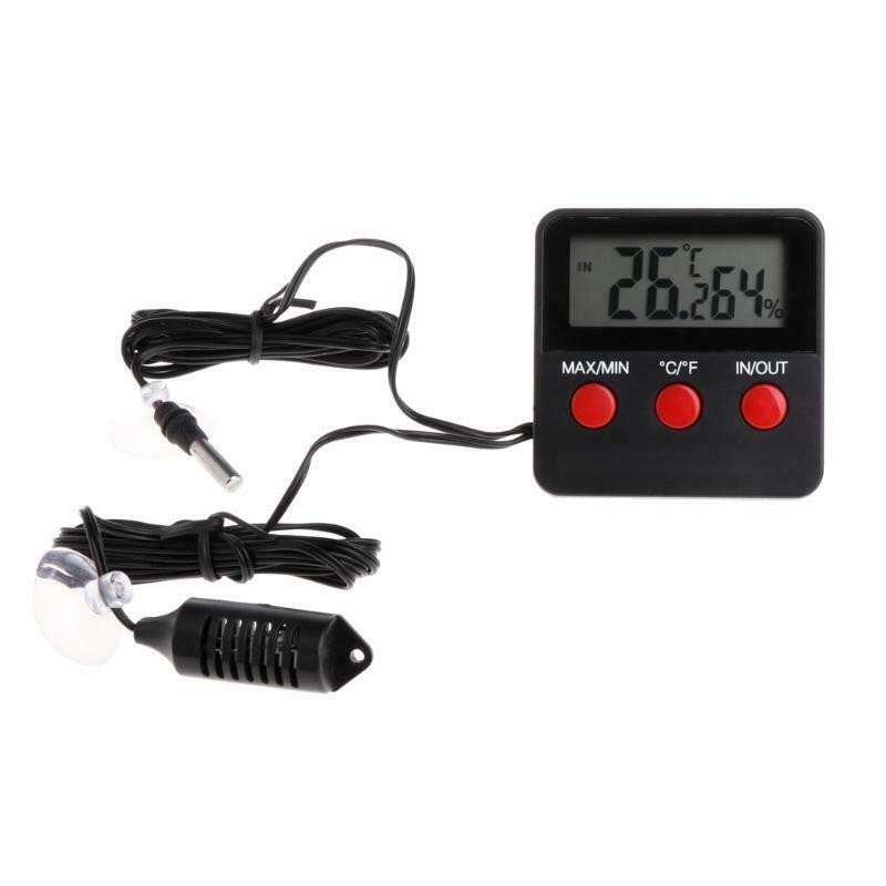 Digital Thermometer Hygrometer Pet Reptile Temperature Humidity w/ Remote Sensor