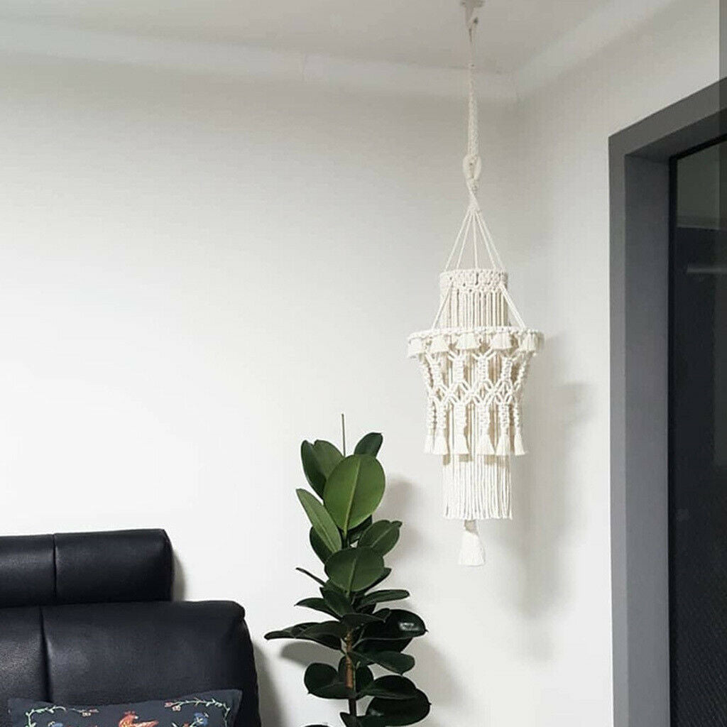 Modern Lampshade Macrame Woven Tapestry Hanging Ceiling Pendant Home Decor
