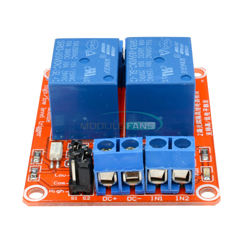 5V 2-Channel Relay Module With Optocoupler Support High and Low Level Trigger