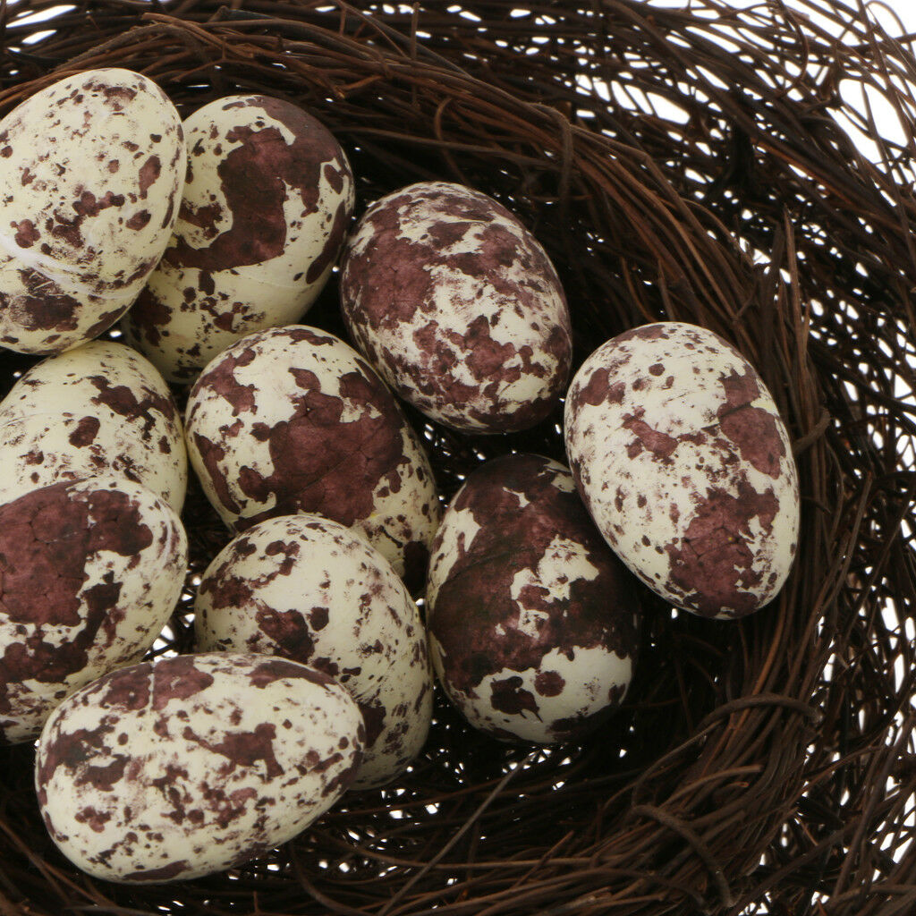 10pc 1.2'' Artificial Nest Bird Eggs Easter Eggs Kitchen Staging Prop-Yellow