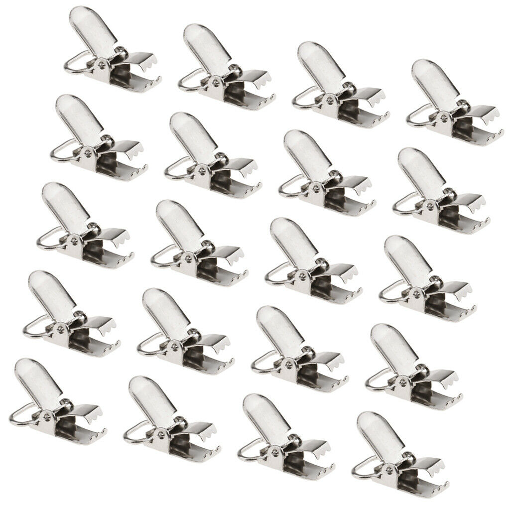 20pcs Metal Pacifier Suspender Clips Webbing Dummy Strap Holder Craft Hooks