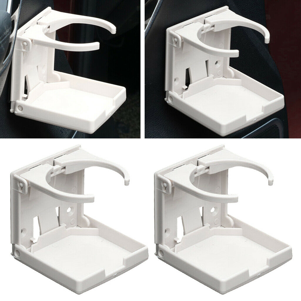 2Pcs Plastic Universal Adjustable Car Folding Beverage Cup Drink Holder Tray