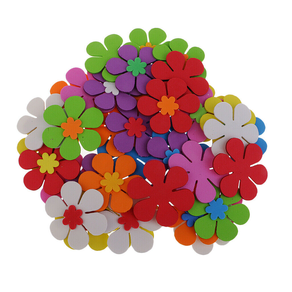 40pcs Mixed Colors Flowers Foam Stickers 6cm Kids DIY Decorations Crafts