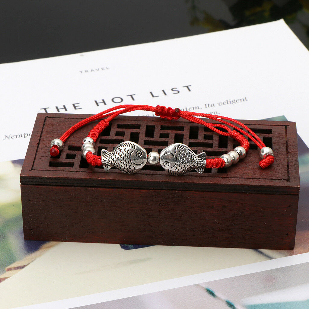 Two Fish Charm Red String Rope Braided Kabbalah Bracelets Fashion Women Jewelry