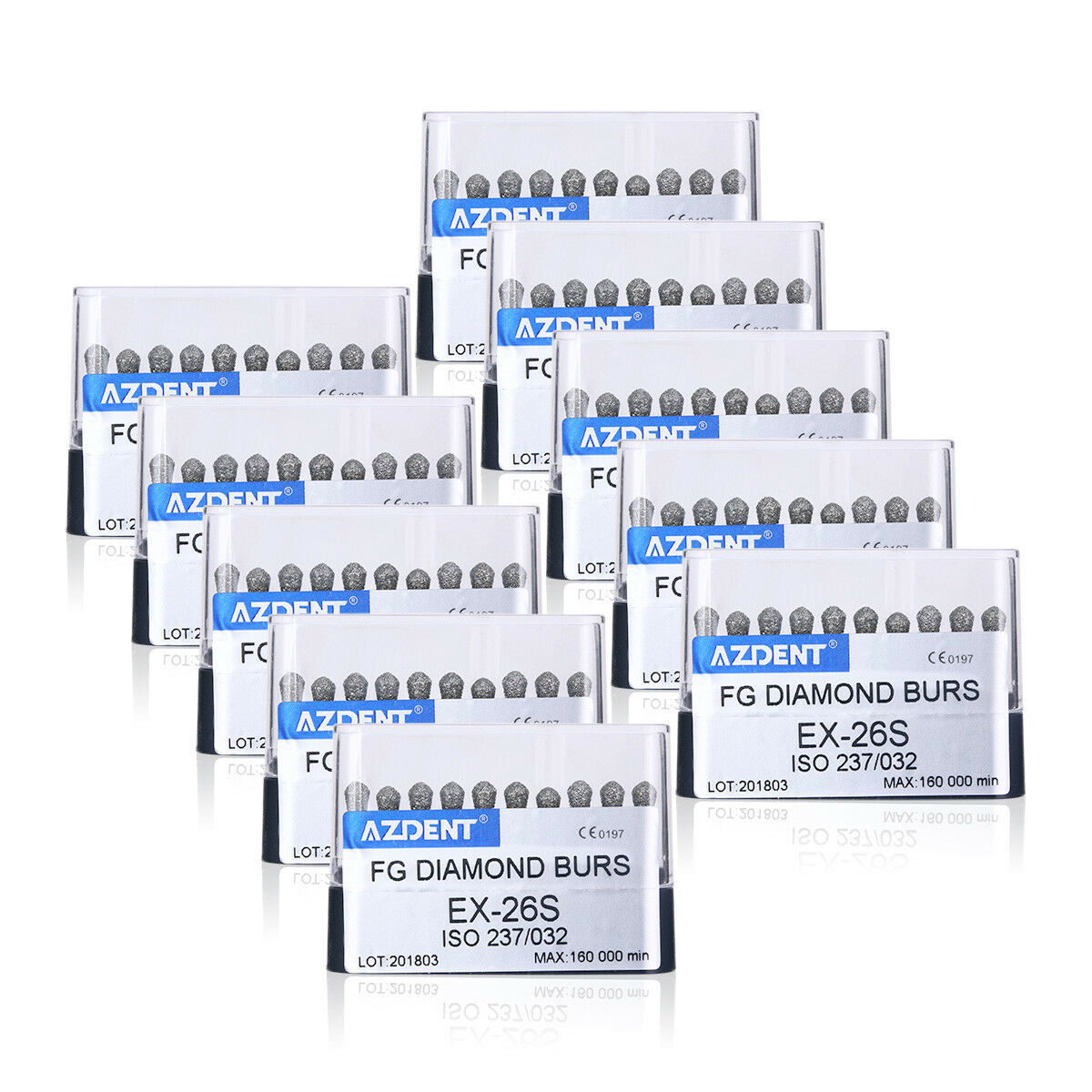 50Kits AZDENT Dental Diamond Burs EX-26S Special Shape for High Speed Handpiece