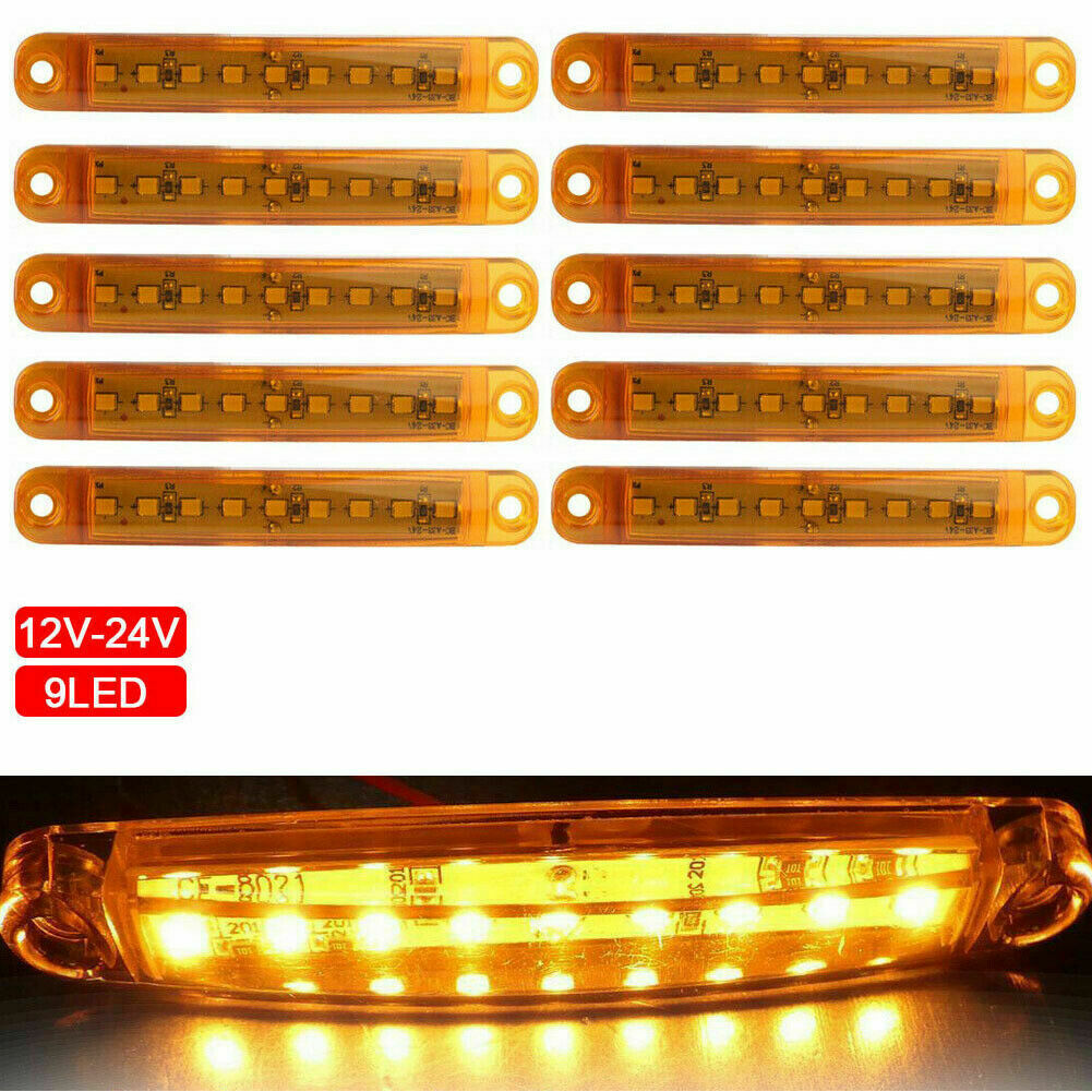 10pcs 9LED Sealed Side Marker Clearance Light 12V Car Truck Trailer Lorry