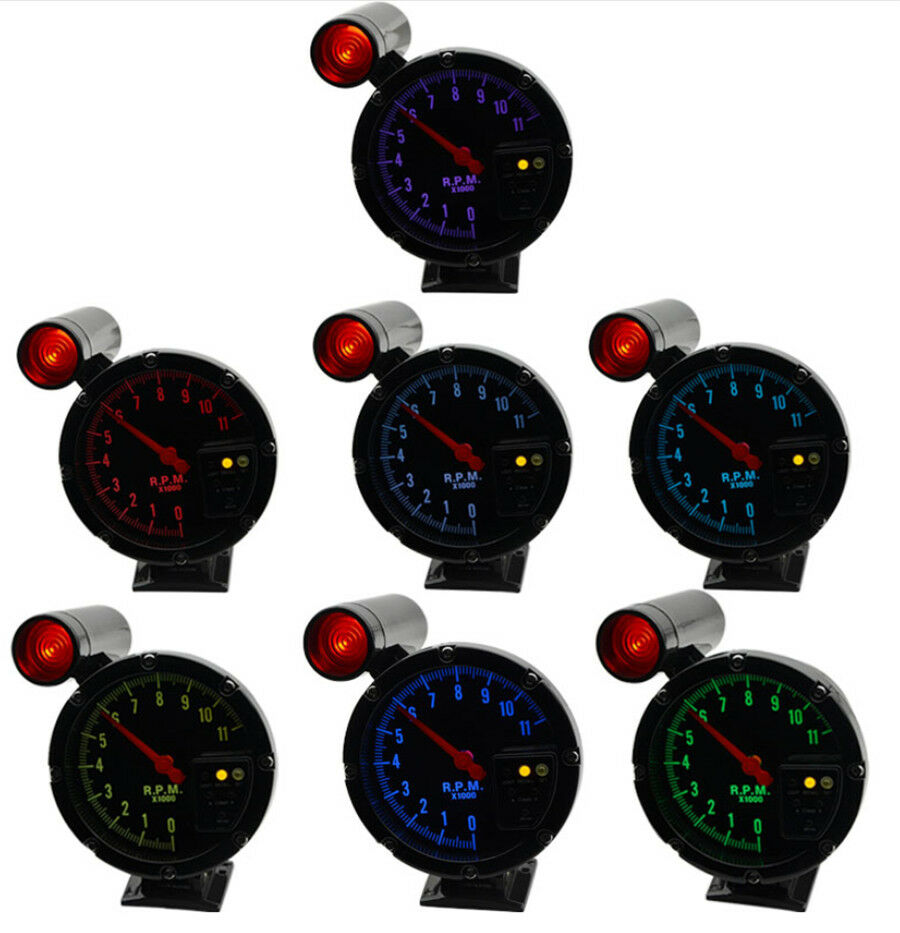 5" Stepper motor Car RPM 11000K Tachometer Gauge Warning light background 7color