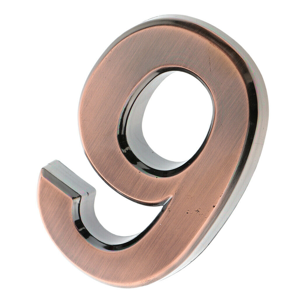 Copper Plastic Self-Adhesive Door Number Sign Sticky Numeric Digit Number 9