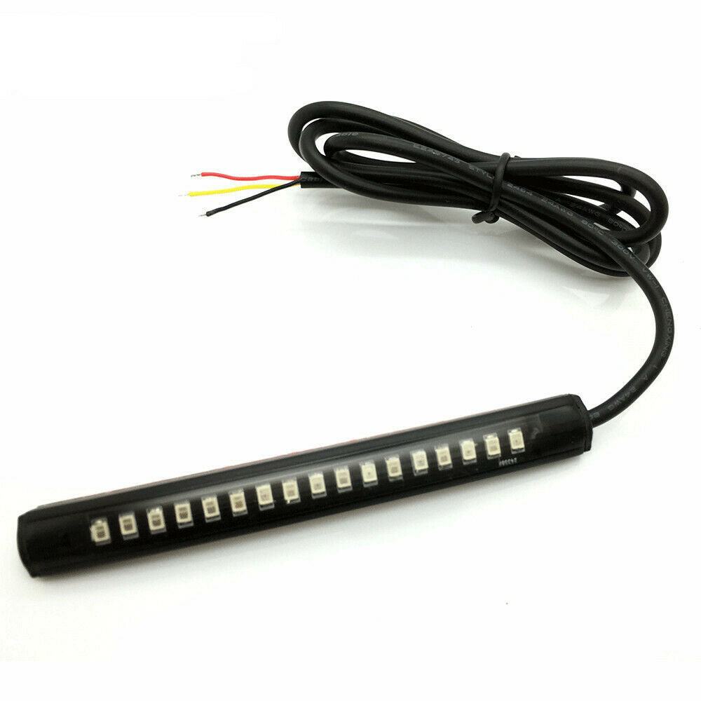 2X Motorcycle 17 LED Tail Light Strip Indicator Brake Stop Turn Signal Amber+Red