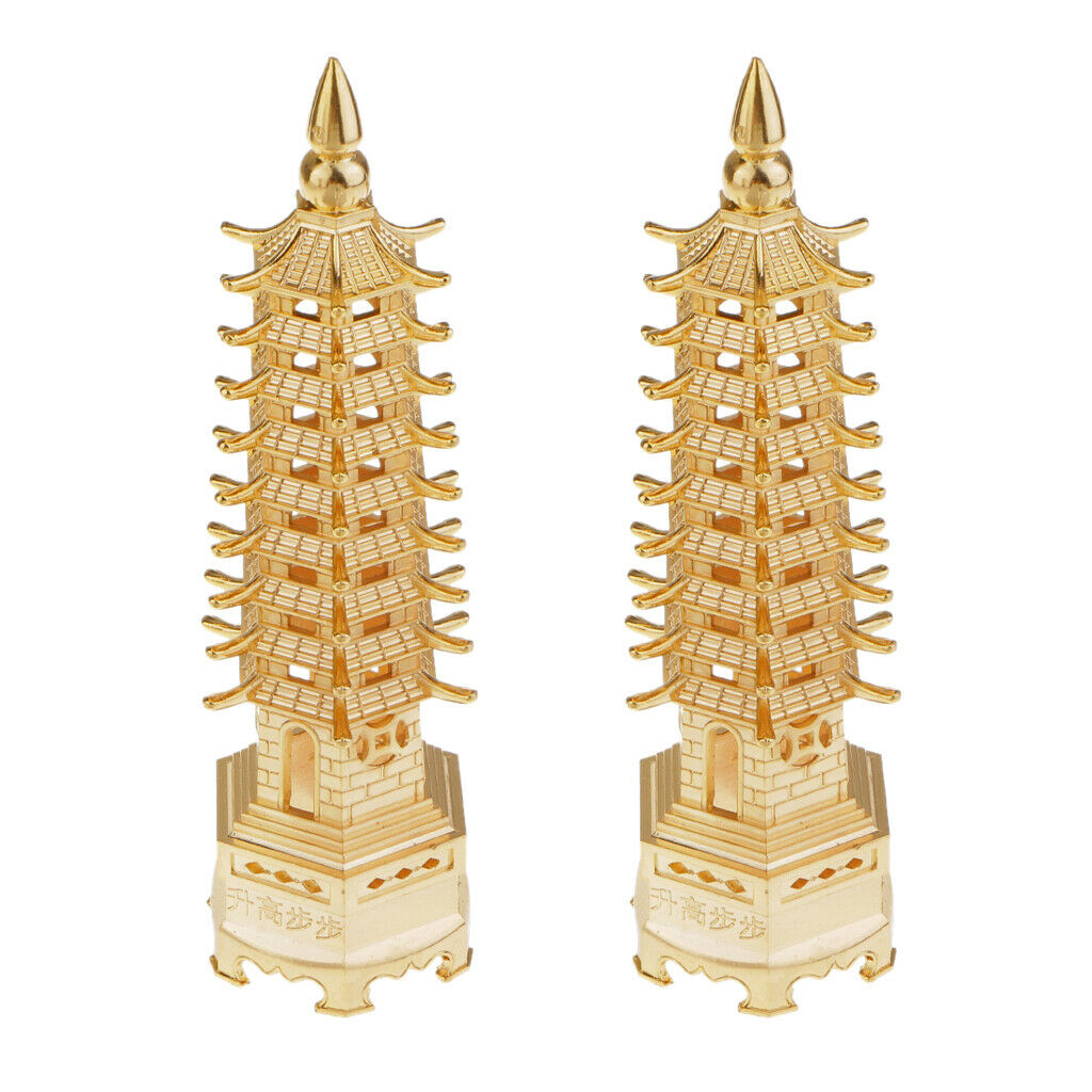 2pc 18cm Chinese Buddhism Temple Wenchang Tower Chinese Collectibles Decor