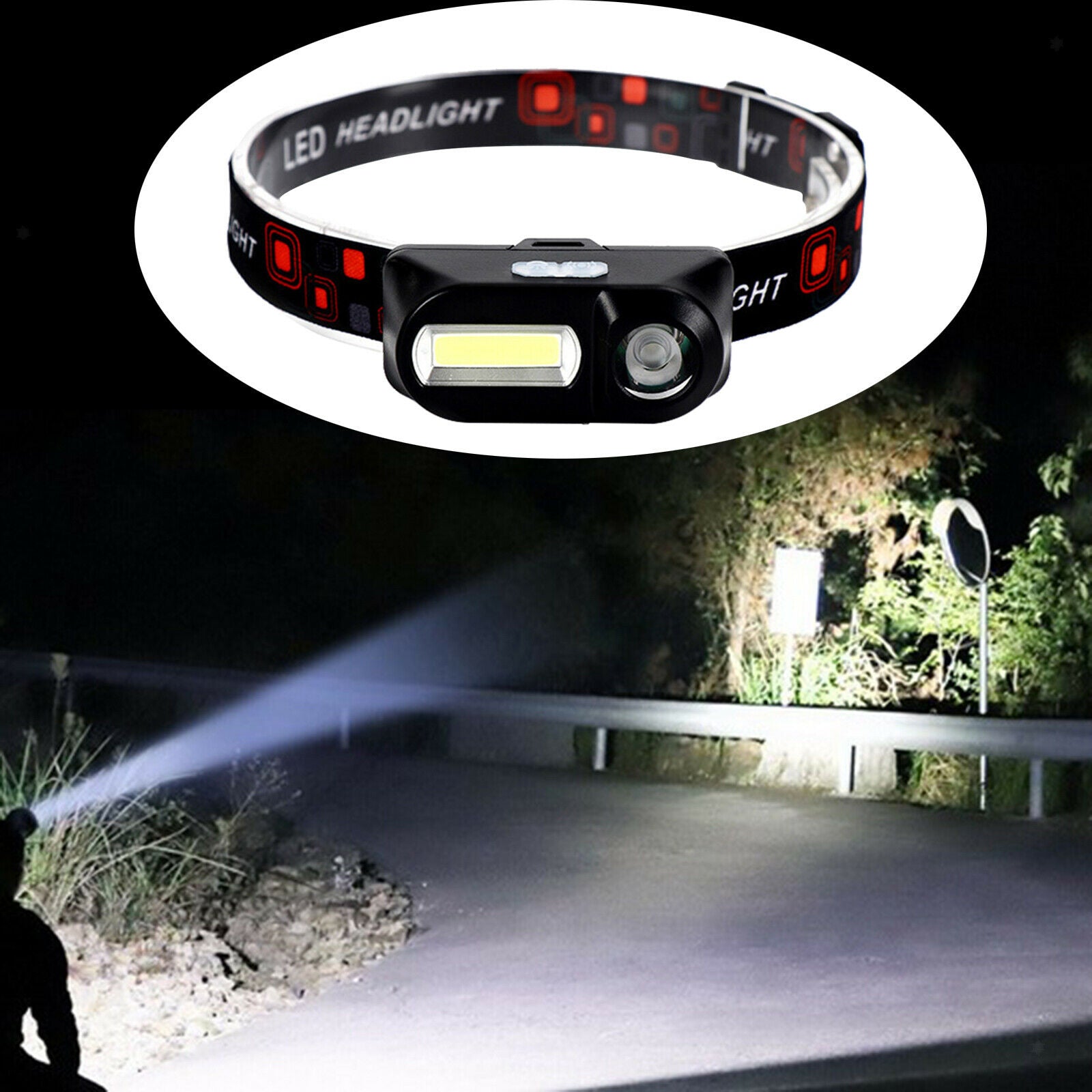 2X Headlight Camping Cycling Outage Fishing Head Torch Headlamp Work Flashlight