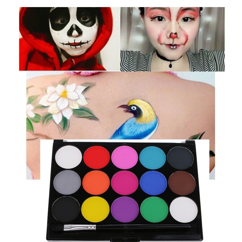 15 Colors Halloween Face Paint Kit Palette Professional Art Painting Make Set