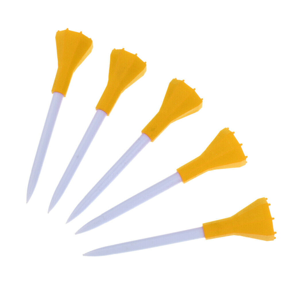 5 Pieces 80mm Plastic Golf Tees with Rubber Cushion Top Golfer Tool Yellow