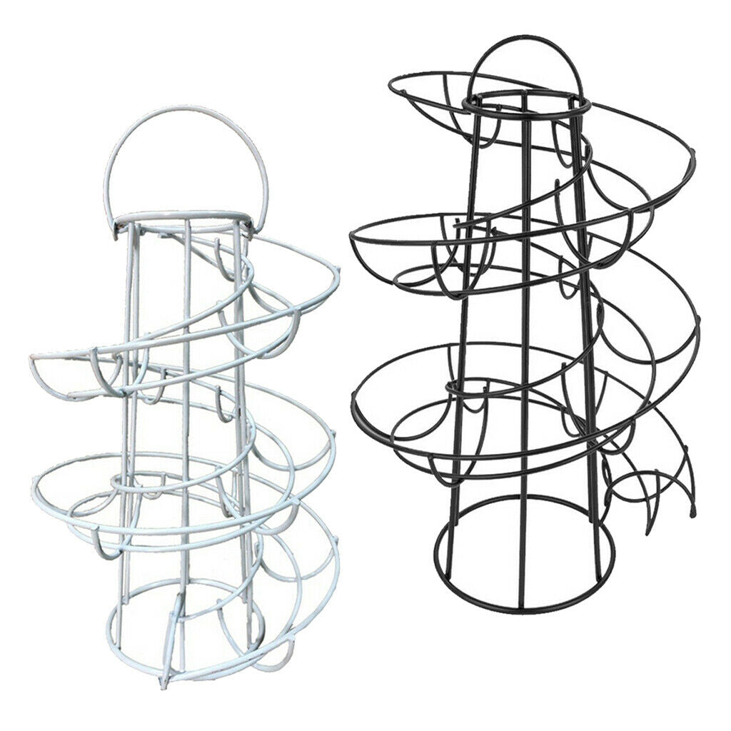 2x Spiral Egg Skelters Storage Roller Rack Keeper Up to 24 Eggs White Black