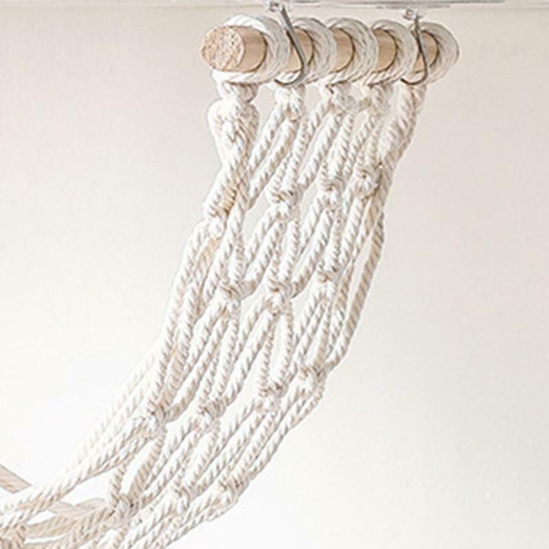 Boho Woven Macrame Fruit Hammock Under Cabinet Wooden Stick Hanging Net Basket