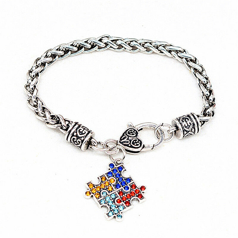 Autism Rhinestone Bracelet Bracelet Rope Bangle Bracelet Twist Chain Wris.l8