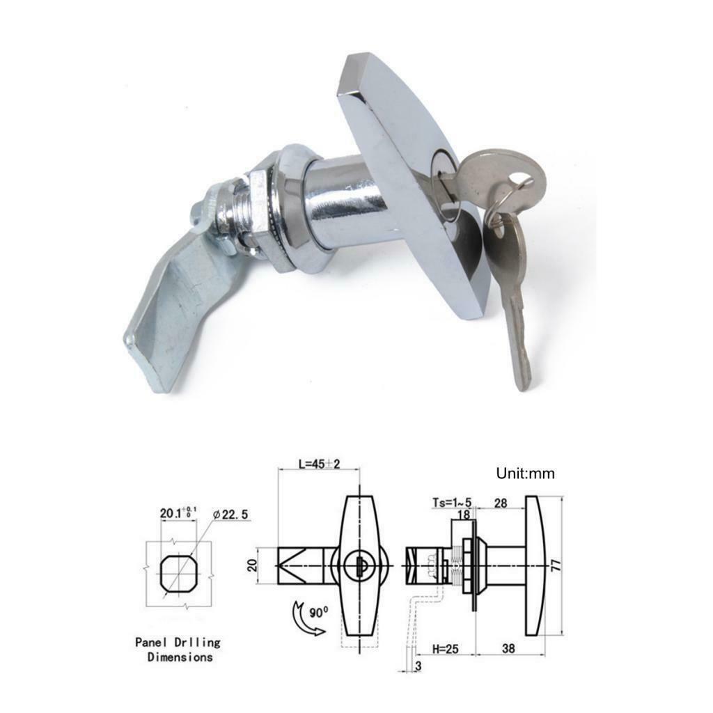 Secure Garage Door Opener T Handle Lock with 2 Keys for Caravans RV