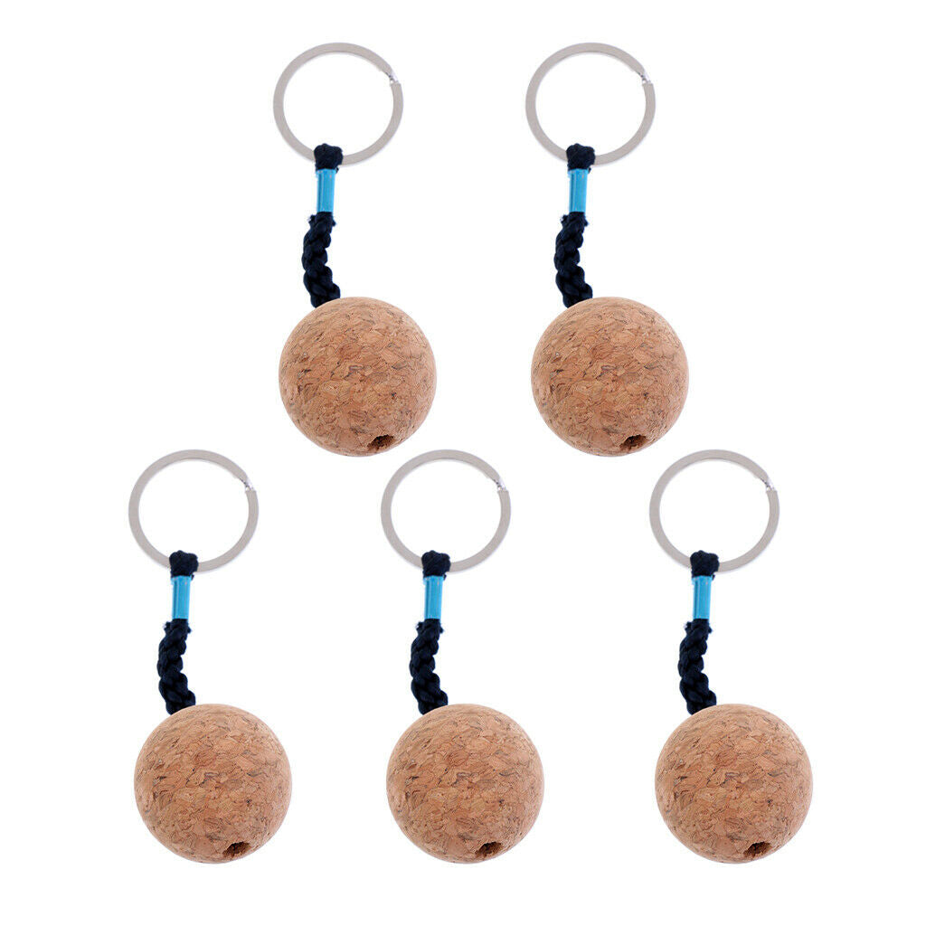 5x Floating Cork Keyring Buoyant Ball Key Ring Float Surf Sailing Canoe 35mm