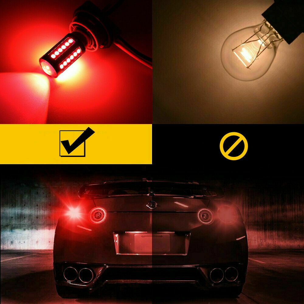 2PCS 1157 LED Strobe Flash Red Bright Brake Tail Stop Light Parking Bulbs Part