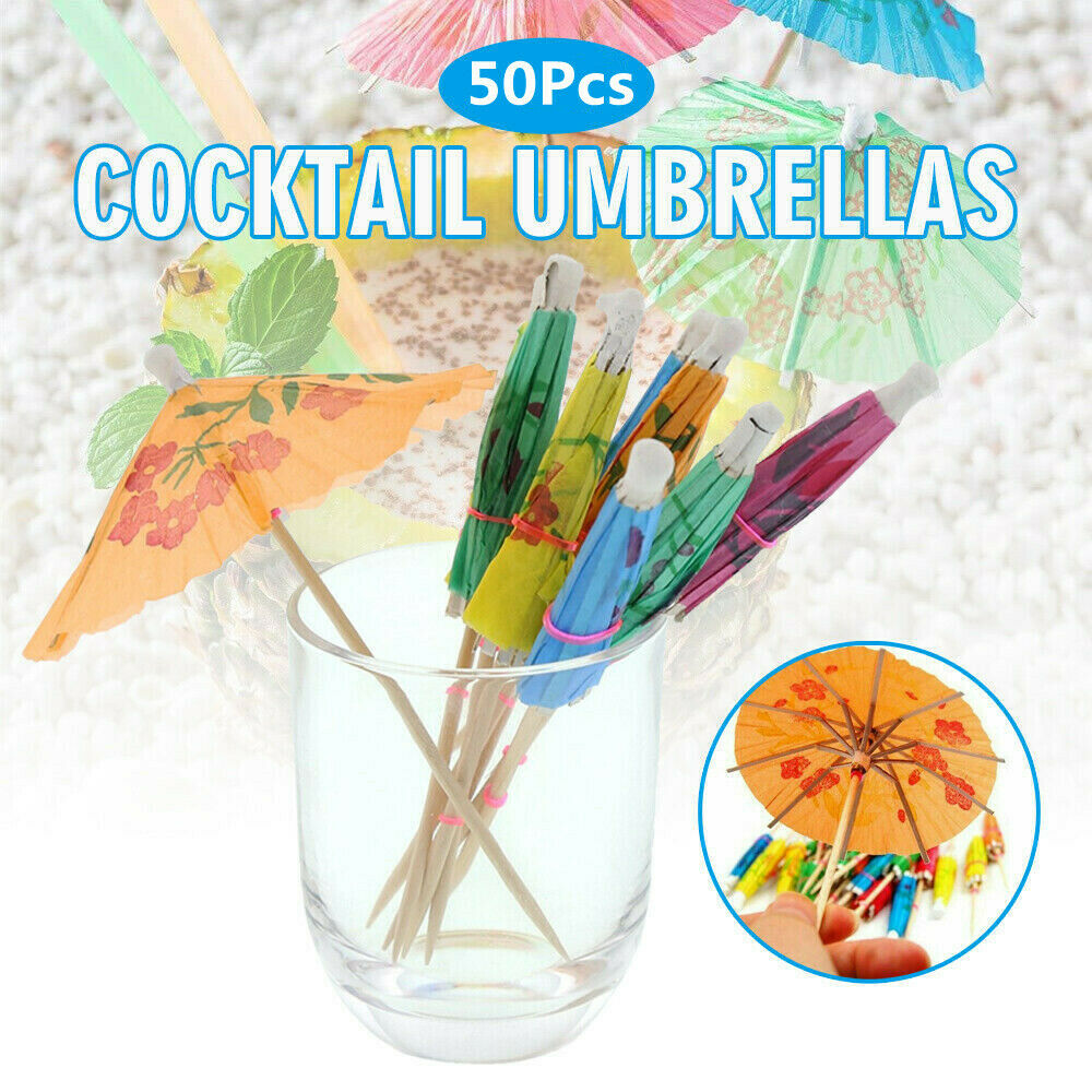 50pack Catering Cocktail Umbrellas Paper Drink Tropical Party Fruit Picks Supply
