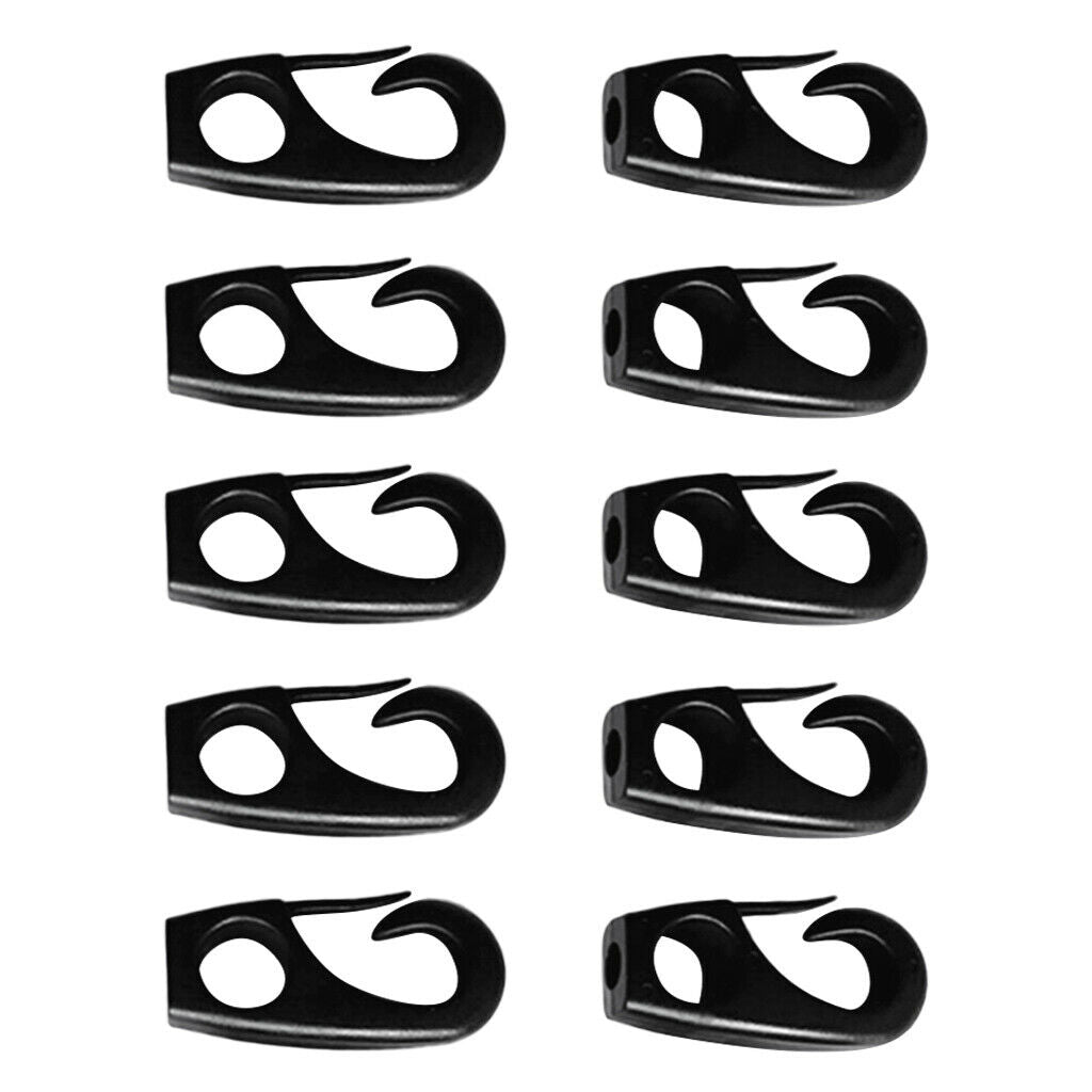 10-piece pack - black for 7mm expander rope elastic rope tensioner hook