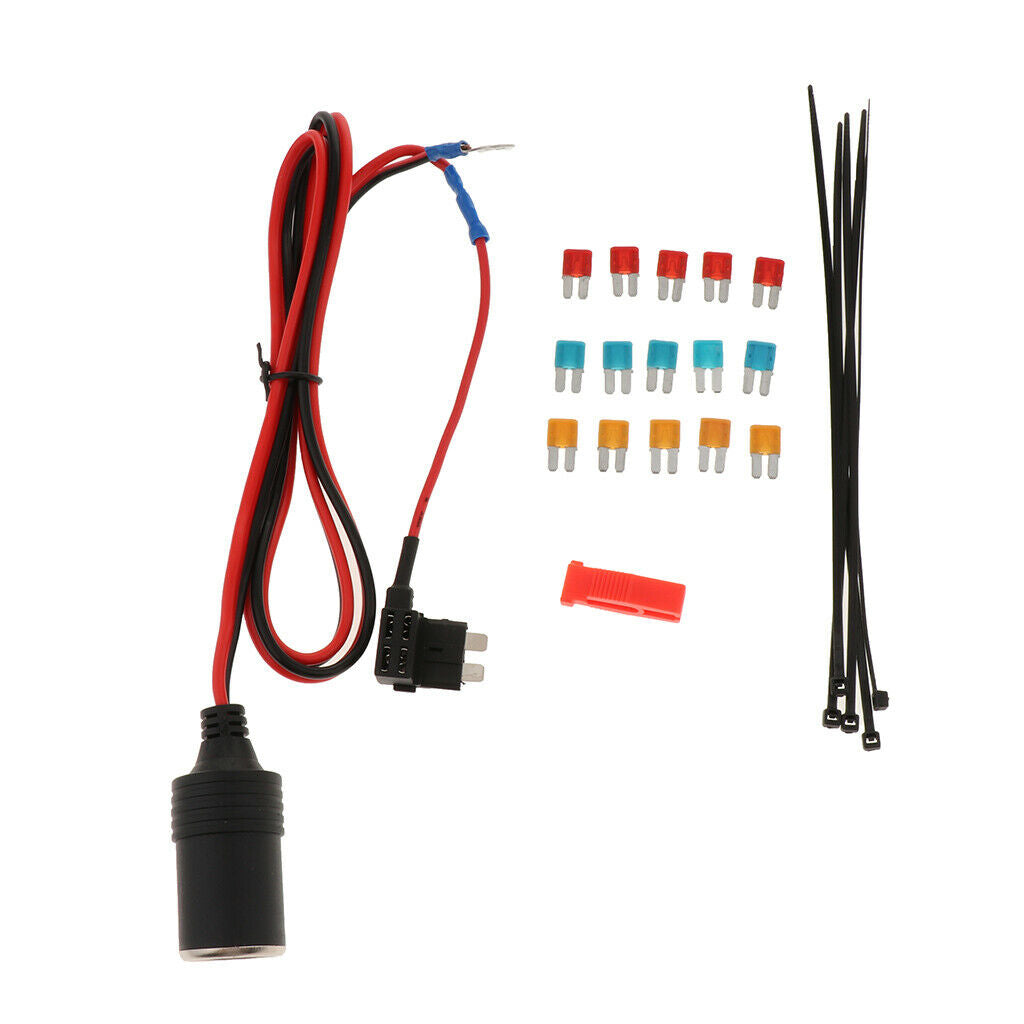 Car Cigar Lighter Socket 12V Standard Fuse Tap Holder  W/ Fuse 5/10/15A