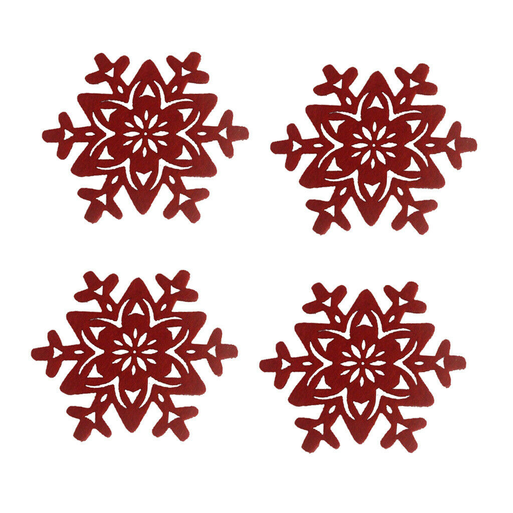 4x Snowflake Cloth Felt Mug Coasters Coffee Table Drinks Cup Place Mat 3.9in