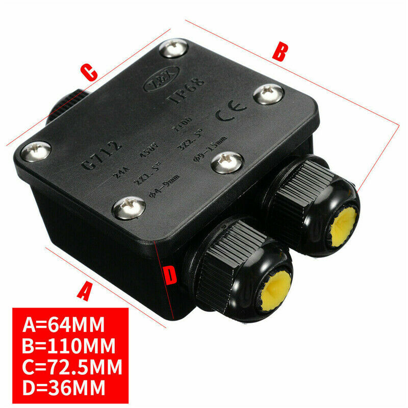 3 Way IP68 Waterproof Electrical Junction Box Cable Wire Line Connector Outdoor