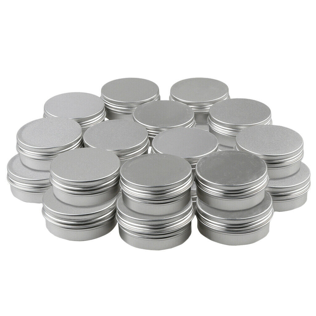 lot 24 Aluminum Round Screw Lid Cosmetic Lip Balm Tins Container Box 30g 10g