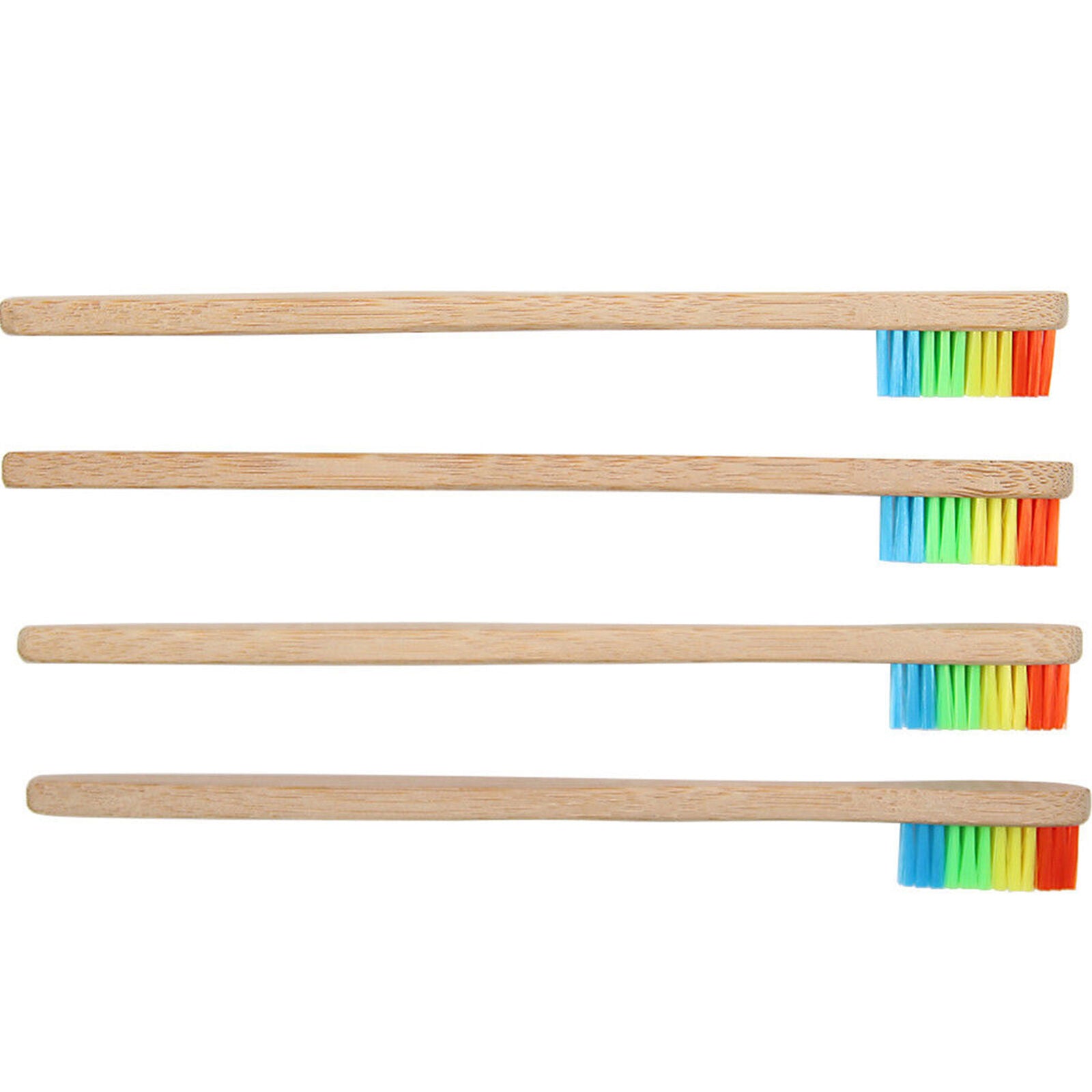10X Medium-Bristle Bamboo Toothbrush Rainbow Wood Teeth Brush Fibre Wooden Hand