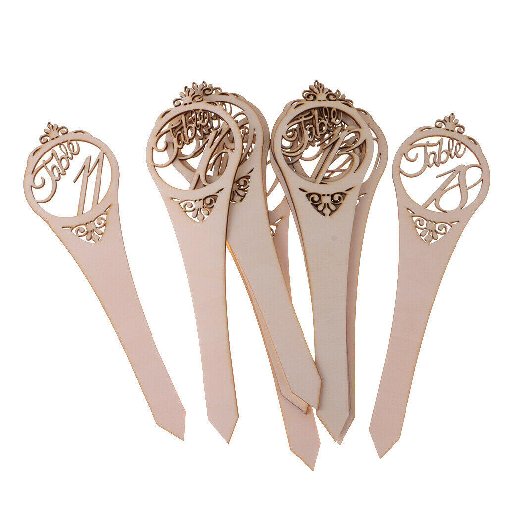 Set of 20 Pieces Wooden Table Numbers on Sticks for Wedding Party Table