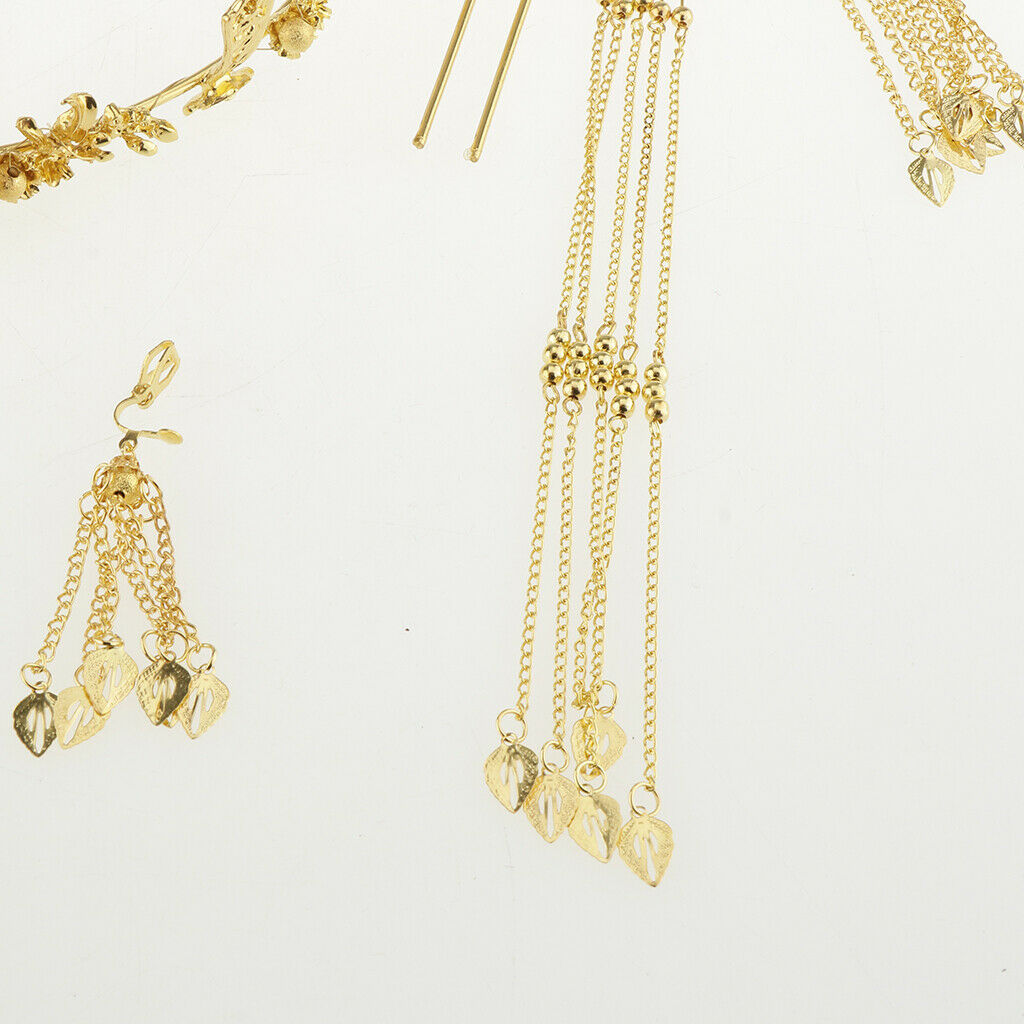 Pieces of 5 Classic Chinese Crown Headband Earrings Hairpins Wedding Bridal