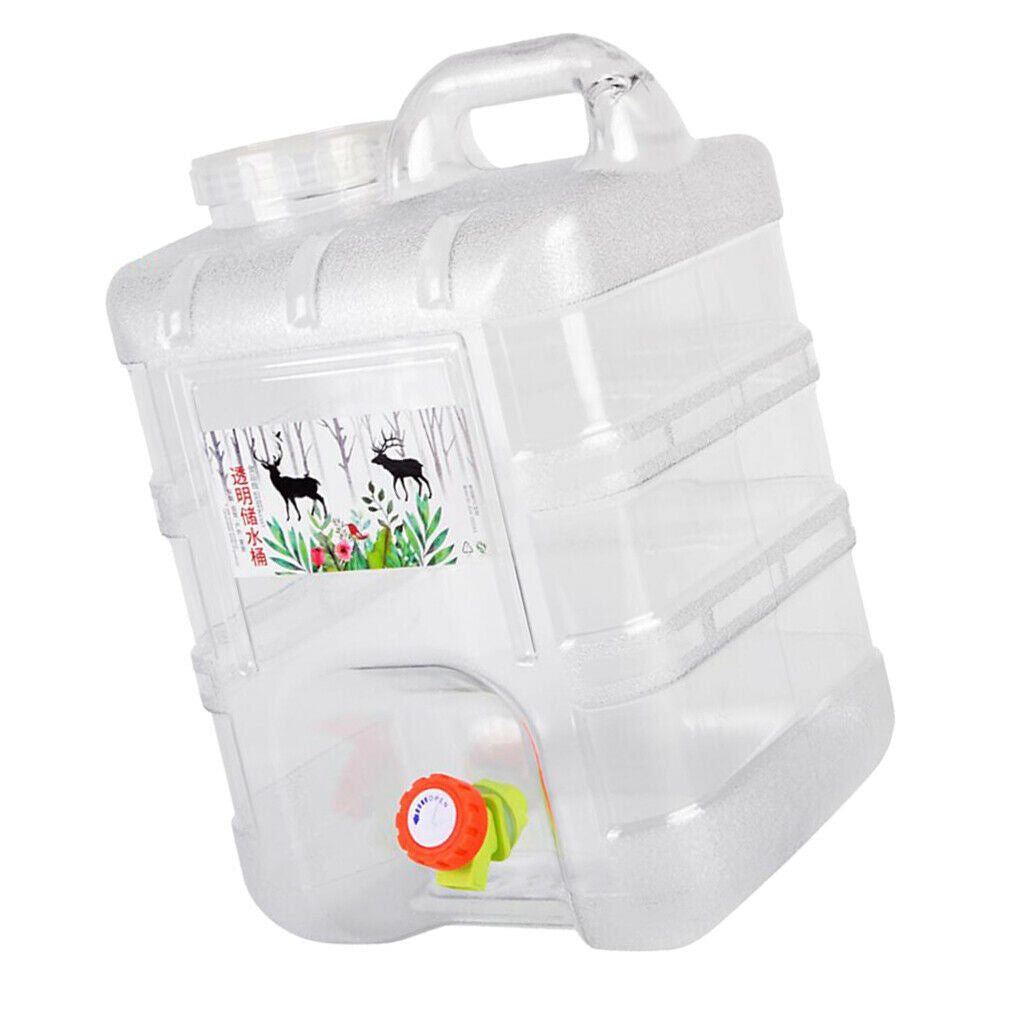 15L Outdoor Camping Car Water Carrier Container w/ Water-tap & 10cm Opening