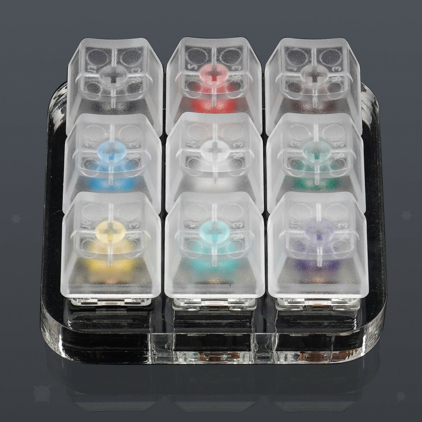 1pcs 9 Keys Switches Shaft Switch Tester with Clear Keycaps Kit Acrylic Frame