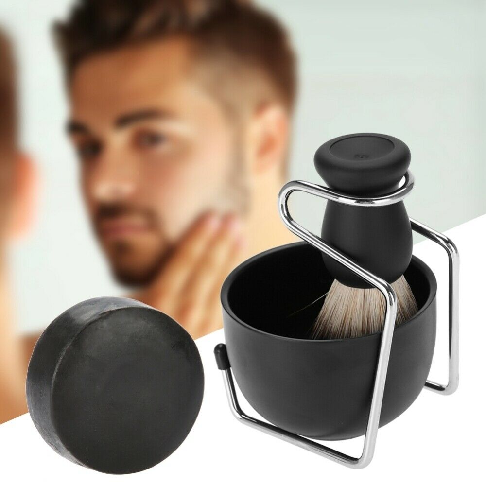 Men Shaving Beard Barber Tool Kit Brush+Stand+Soap+Bowl Salon Home Travel Use