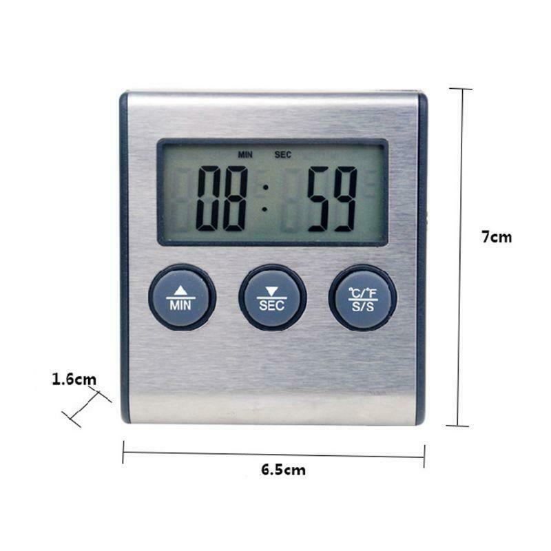 Digital Kitchen Thermometer LCD Display Long Probe Alarm for Grill Oven Food