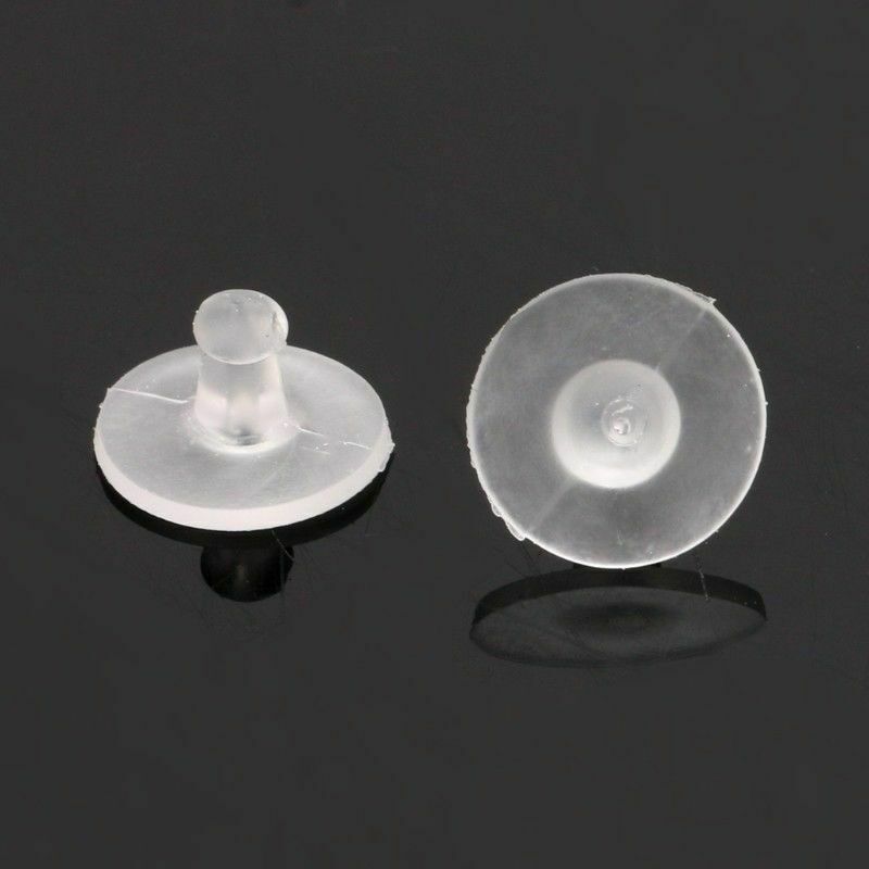 100pc Clear Rubber Earring Safety Back Bullet Clutch Earring Pad Jewelry Finding