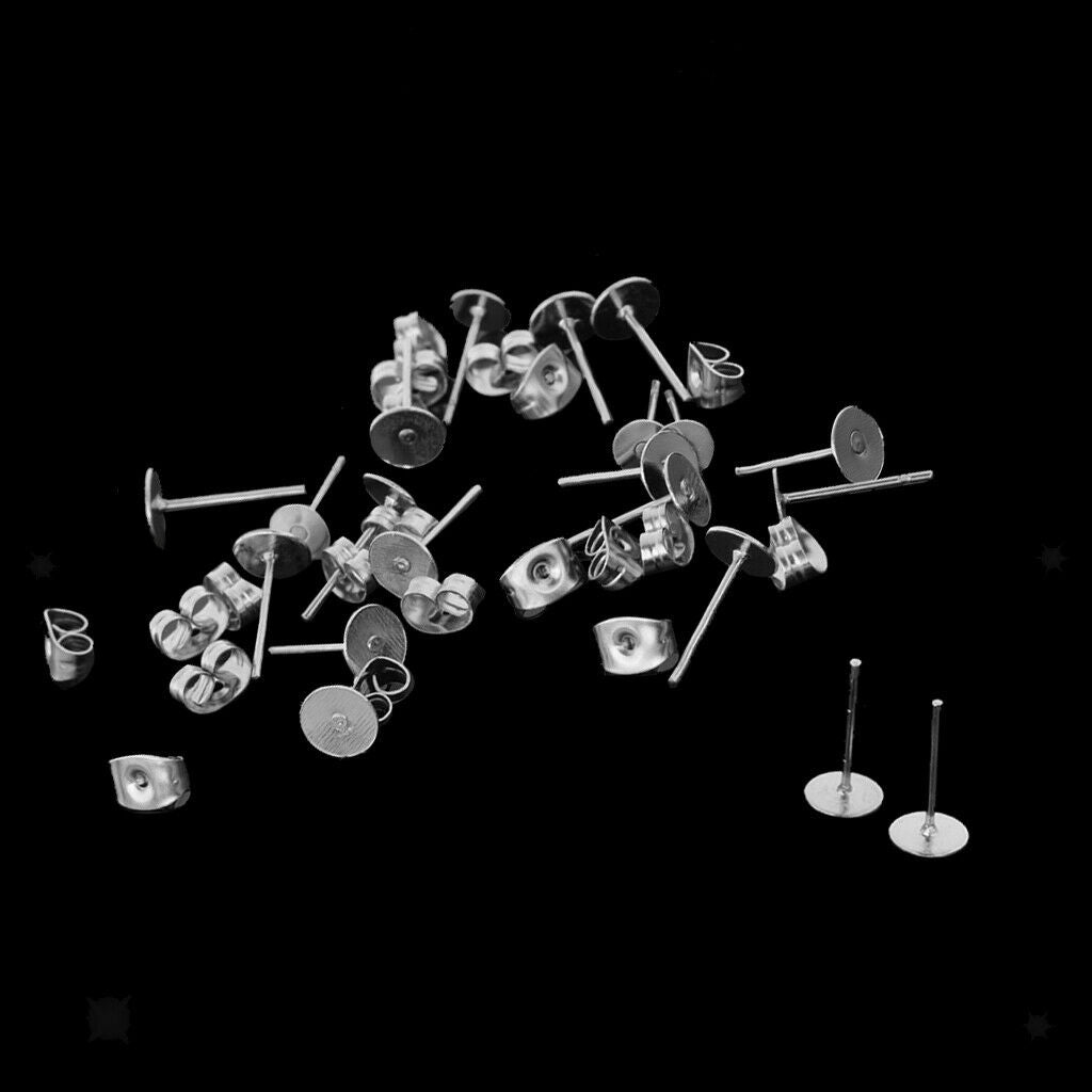 30pcs Stainless Steel Flat Base Pad Earring Pins Lady Birthday Dating Gift