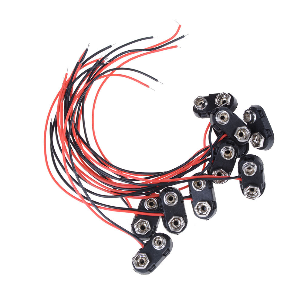 10pcs Brand New 9V Battery Snap Connector clip Lead Wires holder T Type,DD