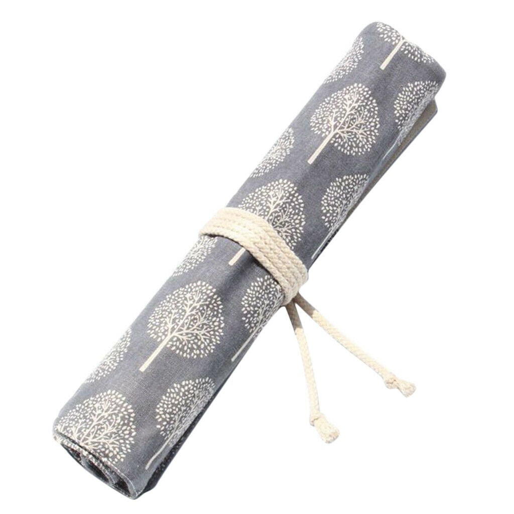 20 Slots Canvas Wrap Roll up Paint Brushes Case Cosmetic Bag Storage Pouch