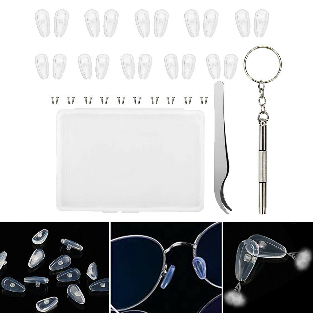 Eyeglass Nose Pads - Eyeglass Repair Kit with Screws Air Soft Glasses  -