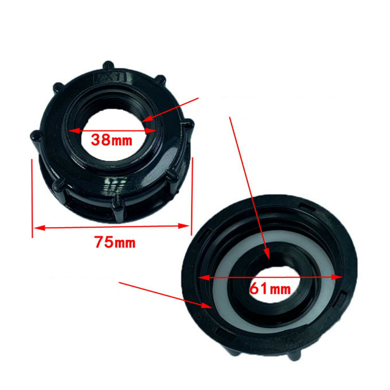ABS IBC Tote Tank Adapter Connector 6mm Coarse Thread S60 to 1" Male Black