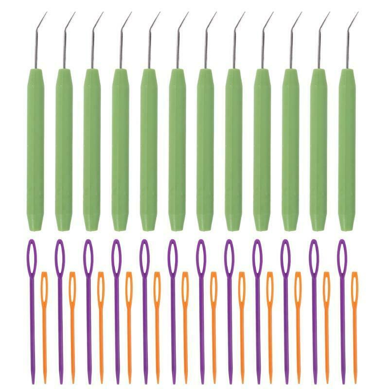 12 Pcs Knitting Crochet Loom Hook+24 Pcs Plastic Sewing Needles Craft Projects