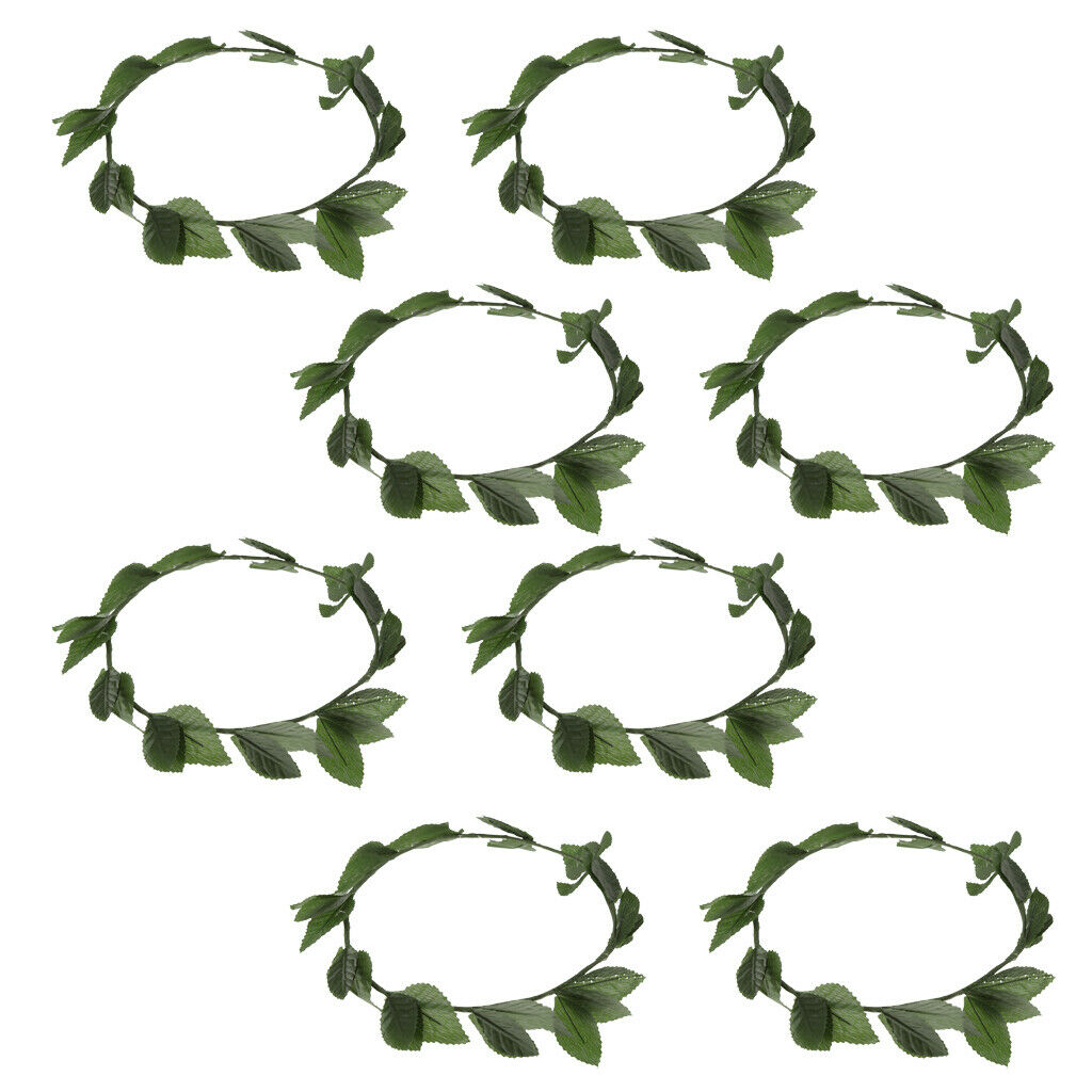 8 Pieces Green Leaves Headband Roman Goddess Laurel Wreath Costume Woman