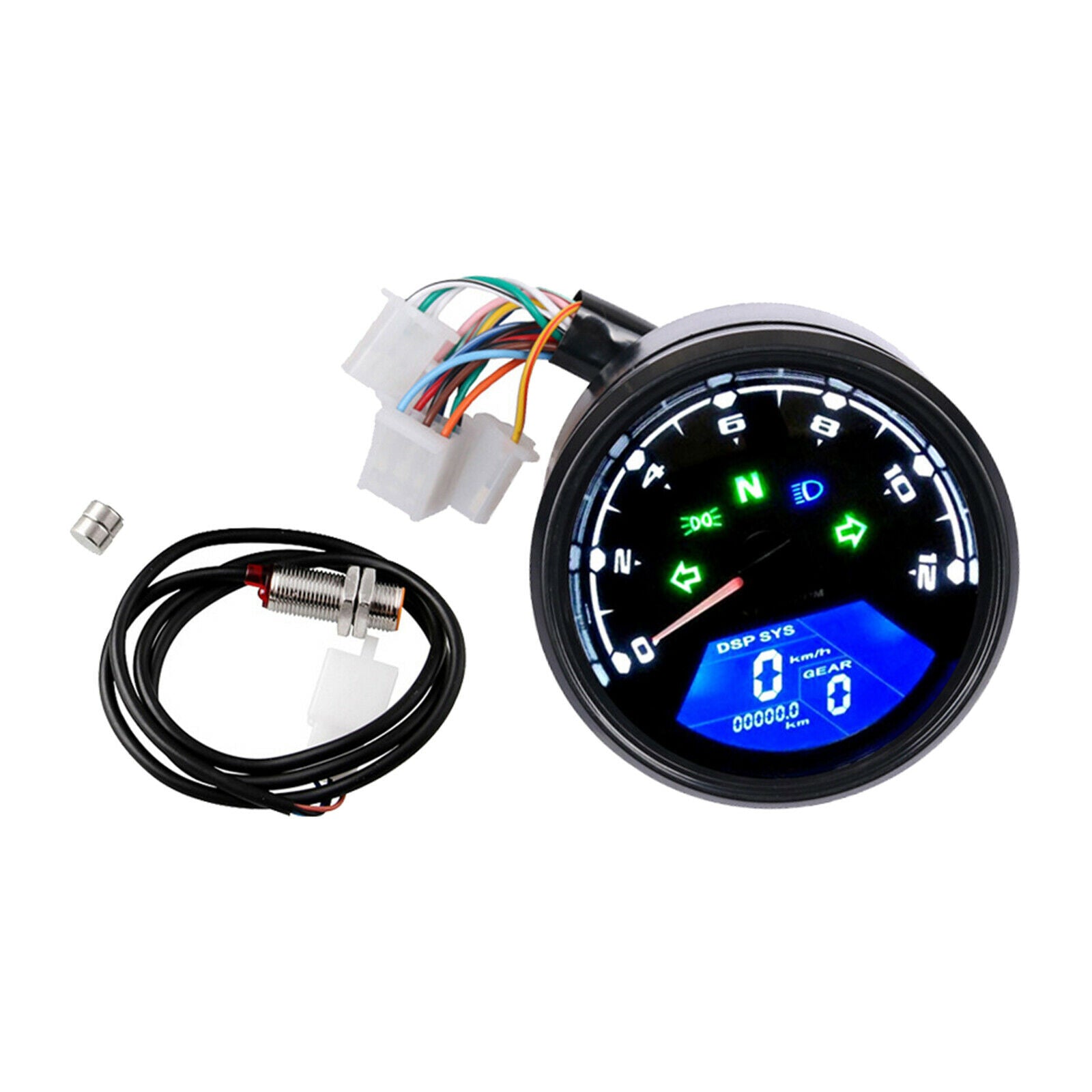 Universal Motorcycle Speedometer Odometer Digital 12000 RPM 199 MPH Black