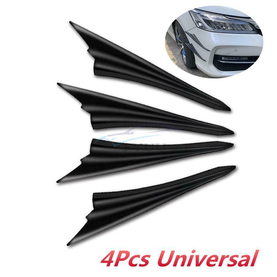 4× Universal Black Car Front Bumper Side Canards Fins Spoiler Wing Lip Splitter