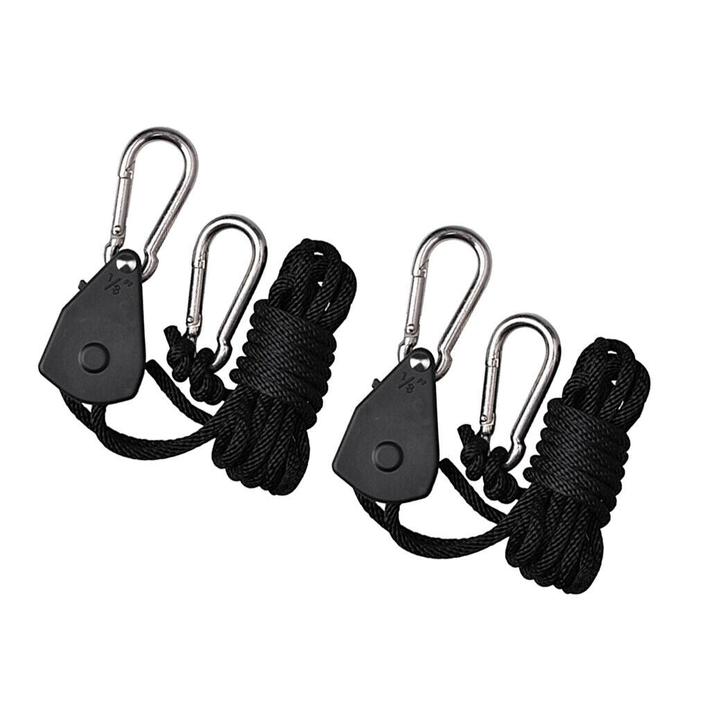 8pcs Black 150lbs 2m Ratchet Rope Grow Light Rope Hanger Garden Supplies