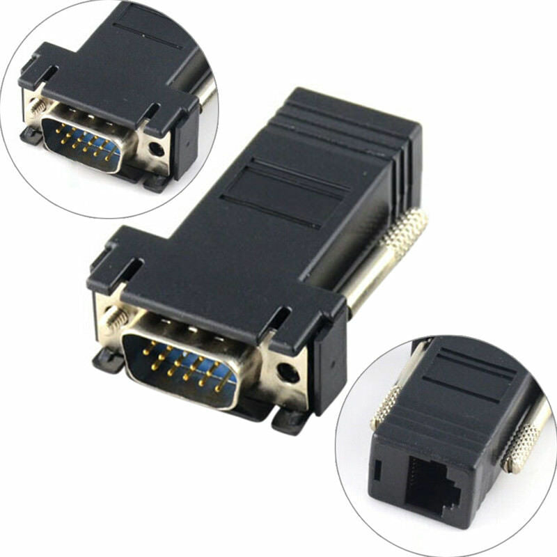Extender VGA RGB HDB Male To LAN CAT5 CAT6 RJ45 Net Cable Female Adapter JR J FG