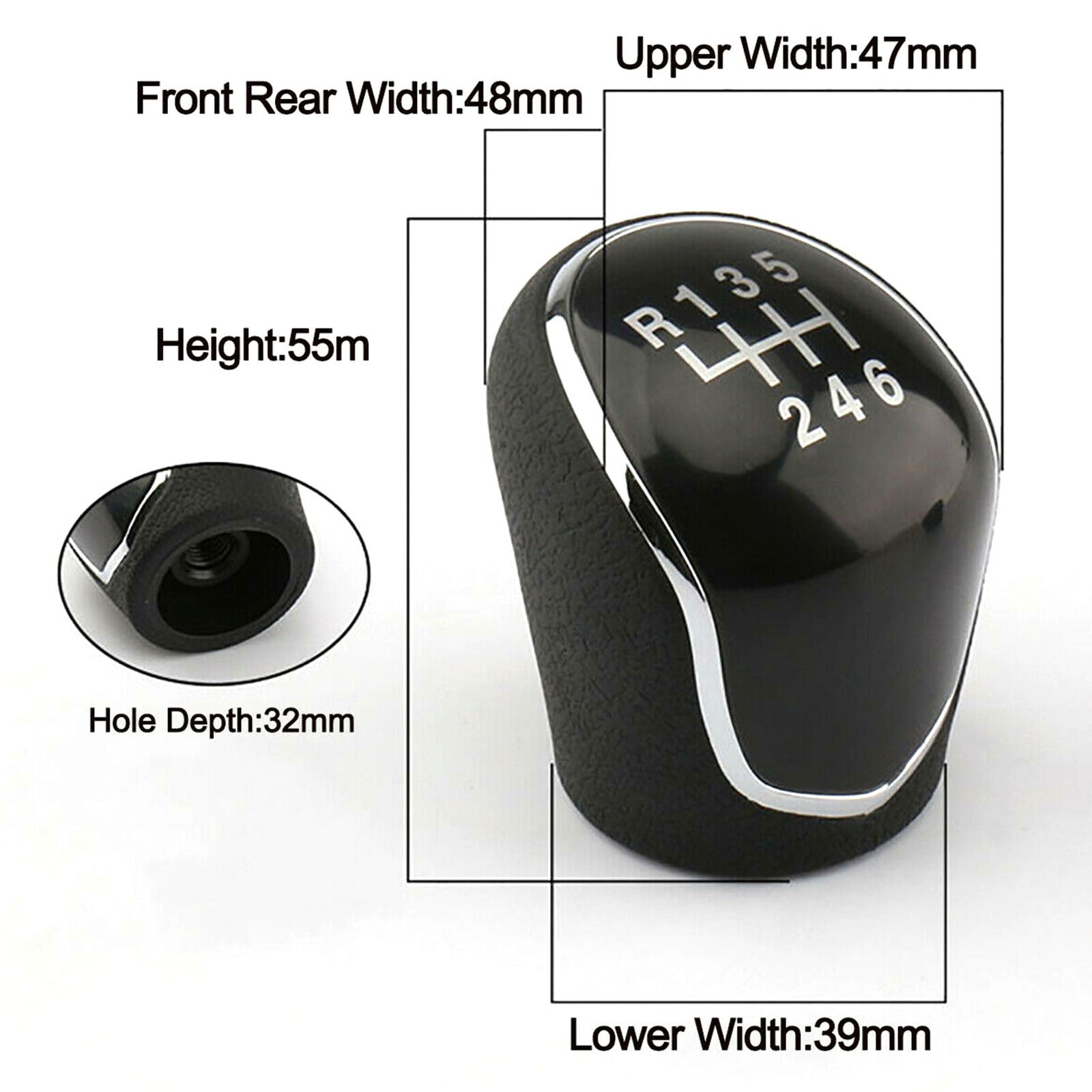 Car 6 Speed Manual Gear Shift Knob Head Ball For Hyundai IX35 2010-2016 Black