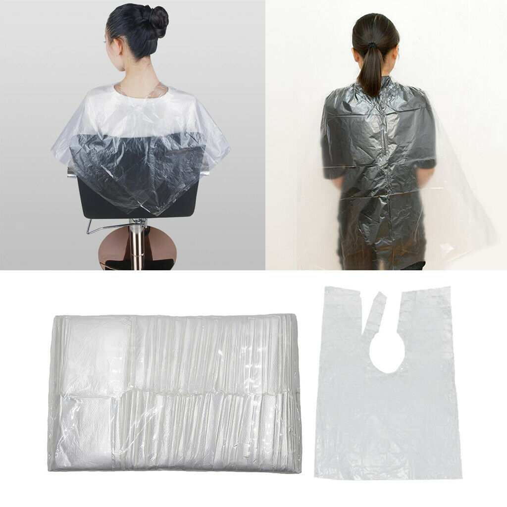 100Pcs Disposable Haircut Capes Barber Home Shawls Perm Apron w/ 8x Hair Clips